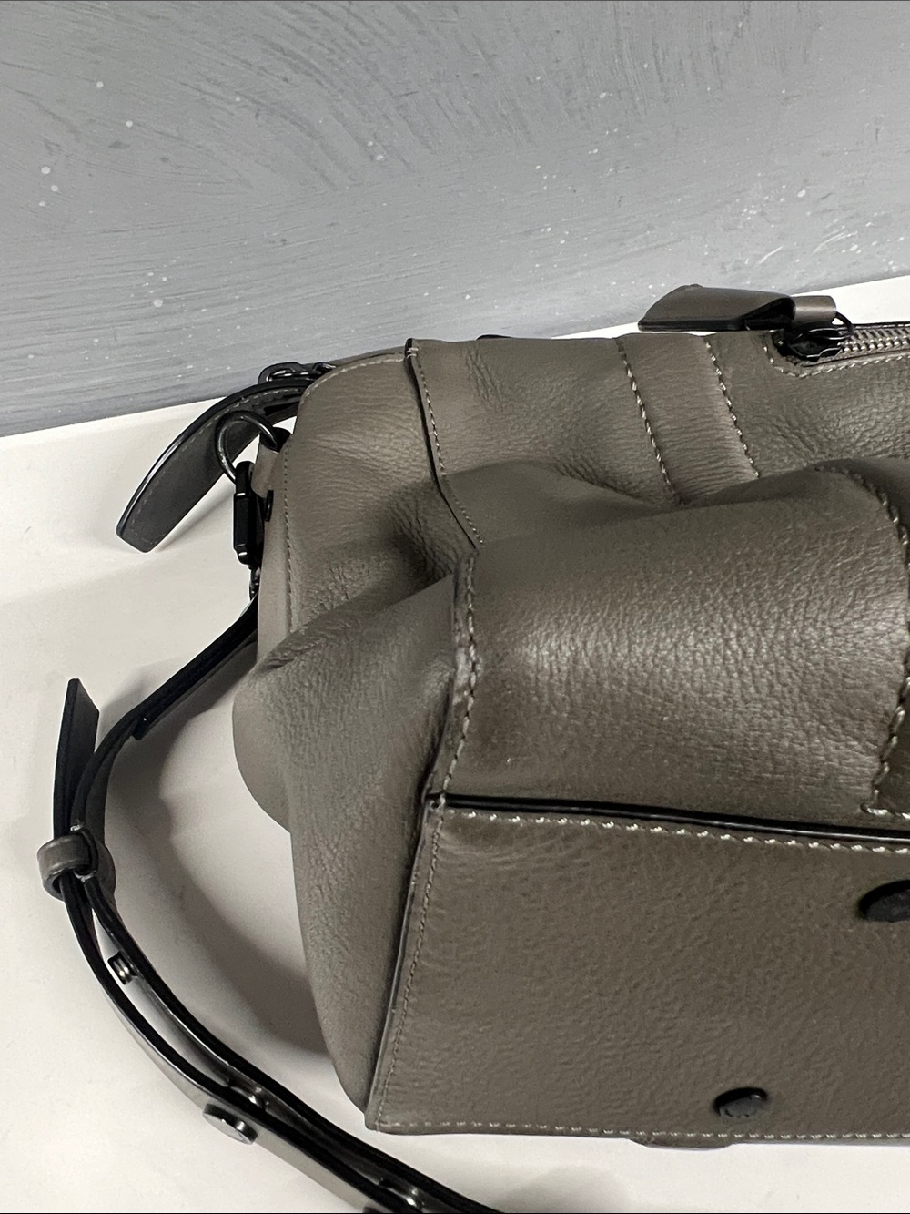 Rag & Bone Leather Crossbody Satchel in Olive Gray - Picture 8 of 16